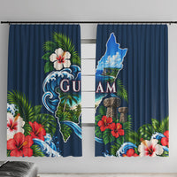 Guam Map Latte Stone Window Curtain Hibiscus Floral Coastal Landscape
