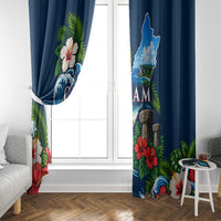 Guam Map Latte Stone Window Curtain Hibiscus Floral Coastal Landscape