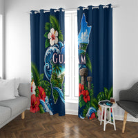 Guam Map Latte Stone Window Curtain Hibiscus Floral Coastal Landscape
