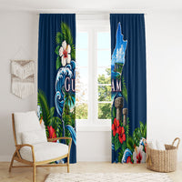 Guam Map Latte Stone Window Curtain Hibiscus Floral Coastal Landscape