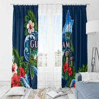 Guam Map Latte Stone Window Curtain Hibiscus Floral Coastal Landscape