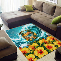 Personalized Hawaii 60th Birthday Eagle Area Rug Tropical Sunset Beach Hibiscus Ocean Wave TS04 - Polynesian Pride
