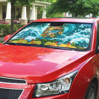 Personalized Hawaii 60th Birthday Eagle Auto Sun Shade Tropical Sunset Beach Hibiscus Ocean Wave TS04 - Polynesian Pride