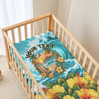 Personalized Hawaii 60th Birthday Eagle Baby Bed Cover Tropical Sunset Beach Hibiscus Ocean Wave TS04 - Polynesian Pride