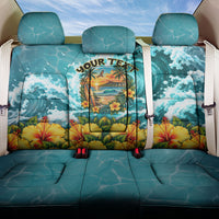 Personalized Hawaii 60th Birthday Eagle Back Car Seat Cover Tropical Sunset Beach Hibiscus Ocean Wave