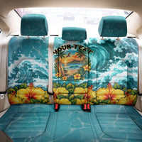 Personalized Hawaii 60th Birthday Eagle Back Car Seat Cover Tropical Sunset Beach Hibiscus Ocean Wave