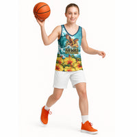 Personalized Hawaii 60th Birthday Eagle Basketball Jersey Tropical Sunset Beach Hibiscus Ocean Wave