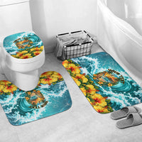 Personalized Hawaii 60th Birthday Eagle Bathroom Set Tropical Sunset Beach Hibiscus Ocean Wave
