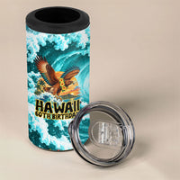 Personalized Hawaii 60th Birthday Eagle 4 in 1 Can Cooler Tumbler Tropical Sunset Beach Hibiscus Ocean Wave TS04 - Polynesian Pride