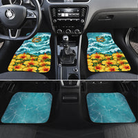 Personalized Hawaii 60th Birthday Eagle Car Mats Tropical Sunset Beach Hibiscus Ocean Wave