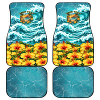 Personalized Hawaii 60th Birthday Eagle Car Mats Tropical Sunset Beach Hibiscus Ocean Wave