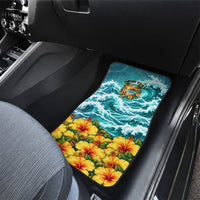 Personalized Hawaii 60th Birthday Eagle Car Mats Tropical Sunset Beach Hibiscus Ocean Wave