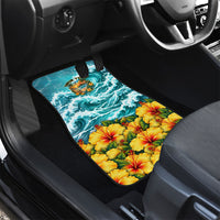Personalized Hawaii 60th Birthday Eagle Car Mats Tropical Sunset Beach Hibiscus Ocean Wave