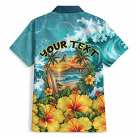 Personalized Hawaii 60th Birthday Eagle Hawaiian Shirt Tropical Sunset Beach Hibiscus Ocean Wave