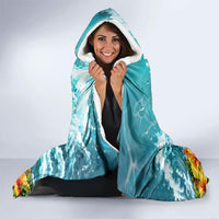 Personalized Hawaii 60th Birthday Eagle Hooded Blanket Tropical Sunset Beach Hibiscus Ocean Wave TS04 - Polynesian Pride