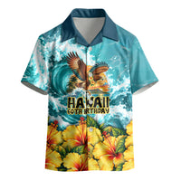 Personalized Hawaii 60th Birthday Eagle Kid Hawaiian Shirt Tropical Sunset Beach Hibiscus Ocean Wave