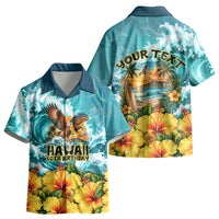 Personalized Hawaii 60th Birthday Eagle Kid Hawaiian Shirt Tropical Sunset Beach Hibiscus Ocean Wave