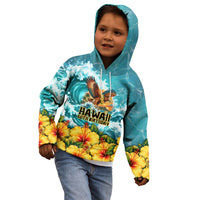 Personalized Hawaii 60th Birthday Eagle Kid Hoodie Tropical Sunset Beach Hibiscus Ocean Wave TS04 - Polynesian Pride