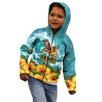 Personalized Hawaii 60th Birthday Eagle Kid Hoodie Tropical Sunset Beach Hibiscus Ocean Wave TS04 - Polynesian Pride