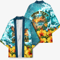 Personalized Hawaii 60th Birthday Eagle Kimono Tropical Sunset Beach Hibiscus Ocean Wave