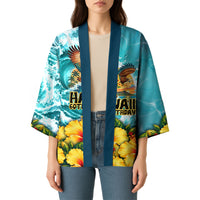 Personalized Hawaii 60th Birthday Eagle Kimono Tropical Sunset Beach Hibiscus Ocean Wave