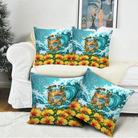 Personalized Hawaii 60th Birthday Eagle Pillow Cover Tropical Sunset Beach Hibiscus Ocean Wave TS04 - Polynesian Pride