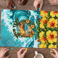 Personalized Hawaii 60th Birthday Eagle Puzzle Tropical Sunset Beach Hibiscus Ocean Wave TS04 - Polynesian Pride