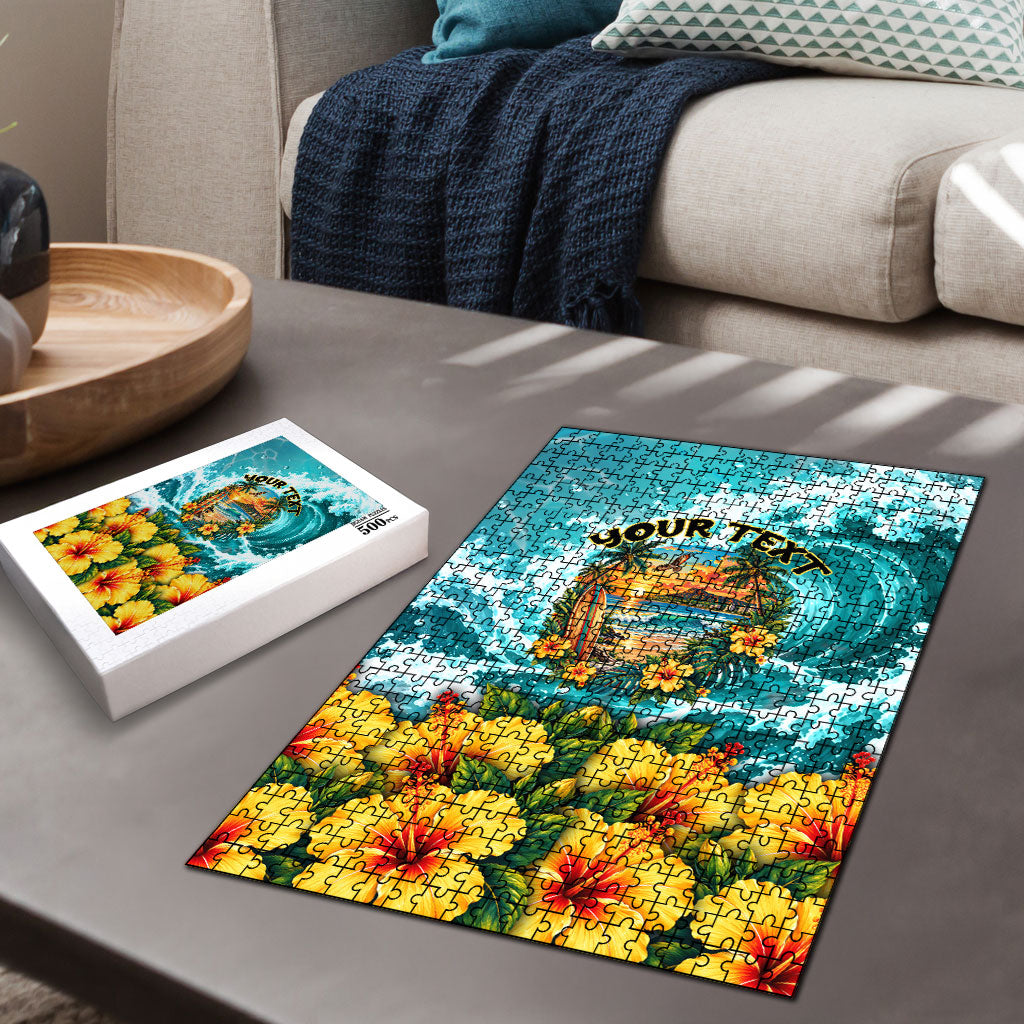 Personalized Hawaii 60th Birthday Eagle Puzzle Tropical Sunset Beach Hibiscus Ocean Wave TS04 - Polynesian Pride