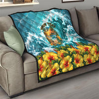 Personalized Hawaii 60th Birthday Eagle Quilt Tropical Sunset Beach Hibiscus Ocean Wave
