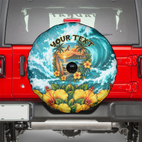 Personalized Hawaii 60th Birthday Eagle Spare Tire Cover Tropical Sunset Beach Hibiscus Ocean Wave TS04 - Polynesian Pride