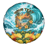 Personalized Hawaii 60th Birthday Eagle Spare Tire Cover Tropical Sunset Beach Hibiscus Ocean Wave TS04 - Polynesian Pride