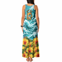 Personalized Hawaii 60th Birthday Eagle Tank Maxi Dress Tropical Sunset Beach Hibiscus Ocean Wave TS04 - Polynesian Pride