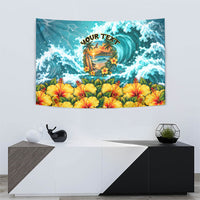 Personalized Hawaii 60th Birthday Eagle Tapestry Tropical Sunset Beach Hibiscus Ocean Wave TS04 - Polynesian Pride