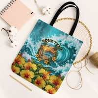 Personalized Hawaii 60th Birthday Eagle Tote Bag Tropical Sunset Beach Hibiscus Ocean Wave