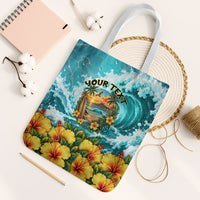 Personalized Hawaii 60th Birthday Eagle Tote Bag Tropical Sunset Beach Hibiscus Ocean Wave