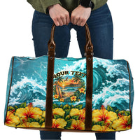 Personalized Hawaii 60th Birthday Eagle Travel Bag Tropical Sunset Beach Hibiscus Ocean Wave