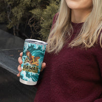 Personalized Hawaii 60th Birthday Eagle Tumbler Cup Tropical Sunset Beach Hibiscus Ocean Wave TS04 - Polynesian Pride