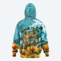 Personalized Hawaii 60th Birthday Eagle Zip Hoodie Tropical Sunset Beach Hibiscus Ocean Wave TS04 - Polynesian Pride