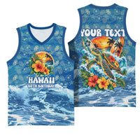 Personalized Hawaii 60th Birthday Sea Turtle Basketball Jersey Tropical Ocean Wave Floral Surfboard TS04 - Polynesian Pride