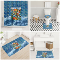 Personalized Hawaii 60th Birthday Sea Turtle Bathroom Set Tropical Ocean Wave Floral Surfboard TS04 - Polynesian Pride
