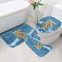 Personalized Hawaii 60th Birthday Sea Turtle Bathroom Set Tropical Ocean Wave Floral Surfboard TS04 - Polynesian Pride