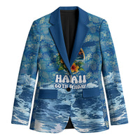 Personalized Hawaii 60th Birthday Sea Turtle Blazer Tropical Ocean Wave Floral Surfboard