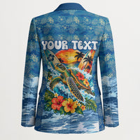 Personalized Hawaii 60th Birthday Sea Turtle Blazer Tropical Ocean Wave Floral Surfboard