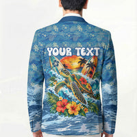 Personalized Hawaii 60th Birthday Sea Turtle Blazer Tropical Ocean Wave Floral Surfboard