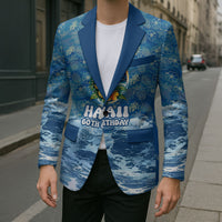 Personalized Hawaii 60th Birthday Sea Turtle Blazer Tropical Ocean Wave Floral Surfboard