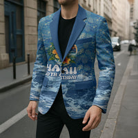 Personalized Hawaii 60th Birthday Sea Turtle Blazer Tropical Ocean Wave Floral Surfboard