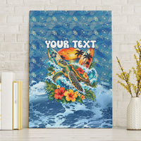 Personalized Hawaii 60th Birthday Sea Turtle Canvas Wall Art Tropical Ocean Wave Floral Surfboard