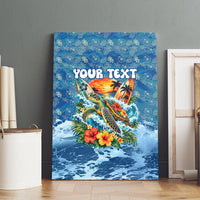 Personalized Hawaii 60th Birthday Sea Turtle Canvas Wall Art Tropical Ocean Wave Floral Surfboard