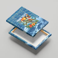 Personalized Hawaii 60th Birthday Sea Turtle Canvas Wall Art Tropical Ocean Wave Floral Surfboard