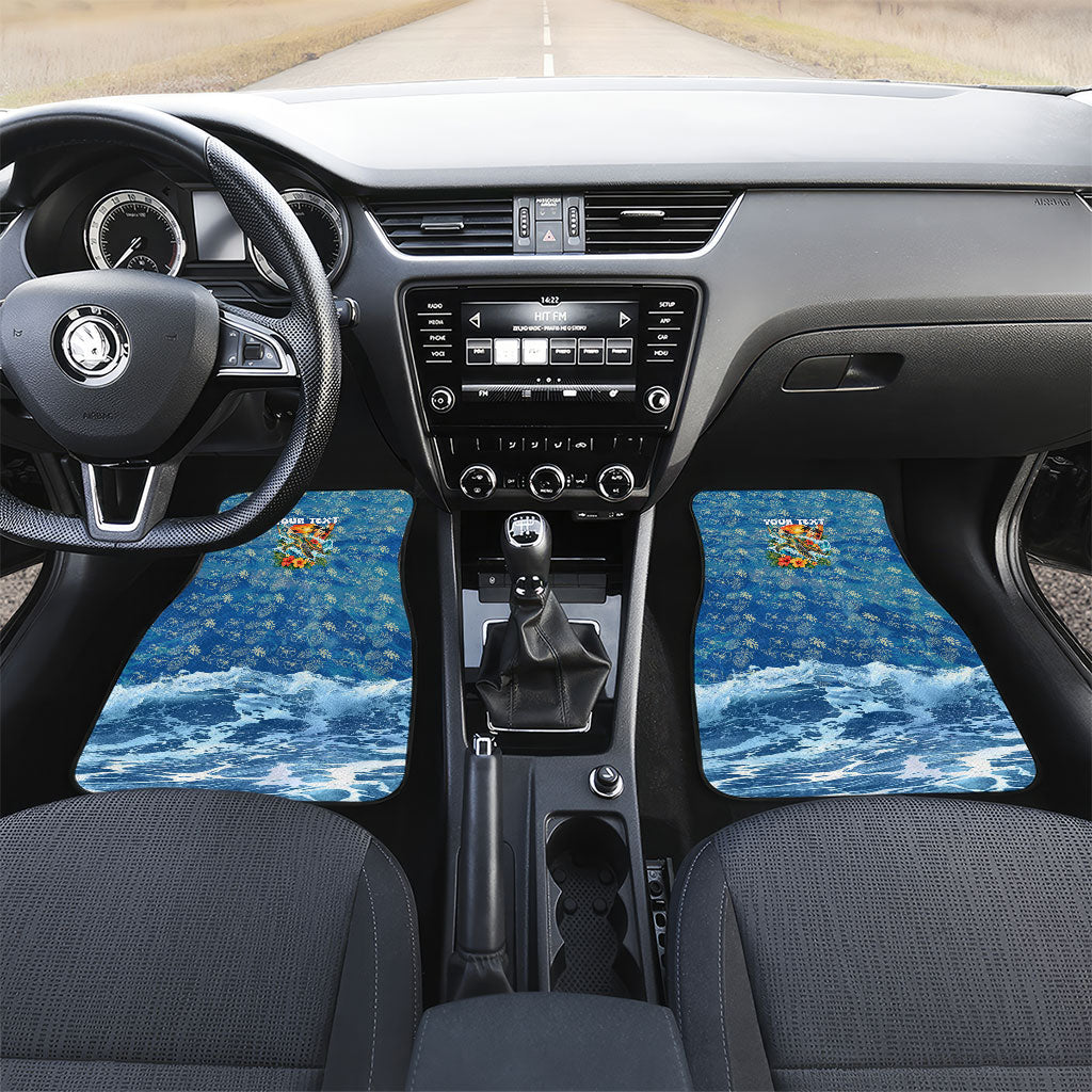 Personalized Hawaii 60th Birthday Sea Turtle Car Mats Tropical Ocean Wave Floral Surfboard